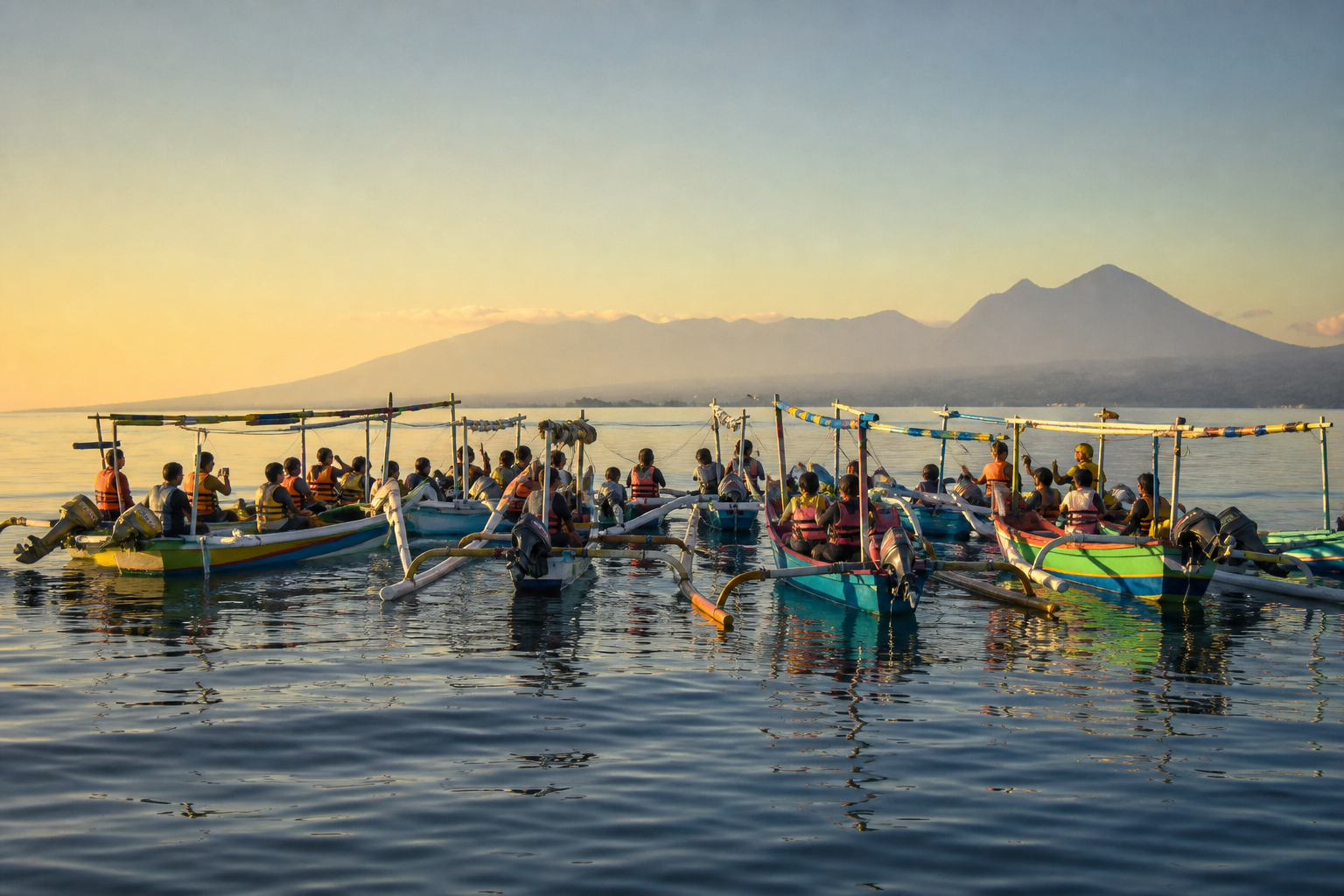 Close to a hundred boats leave Lovina for the same patch of water at six in the morning. The dolphins were there first.
