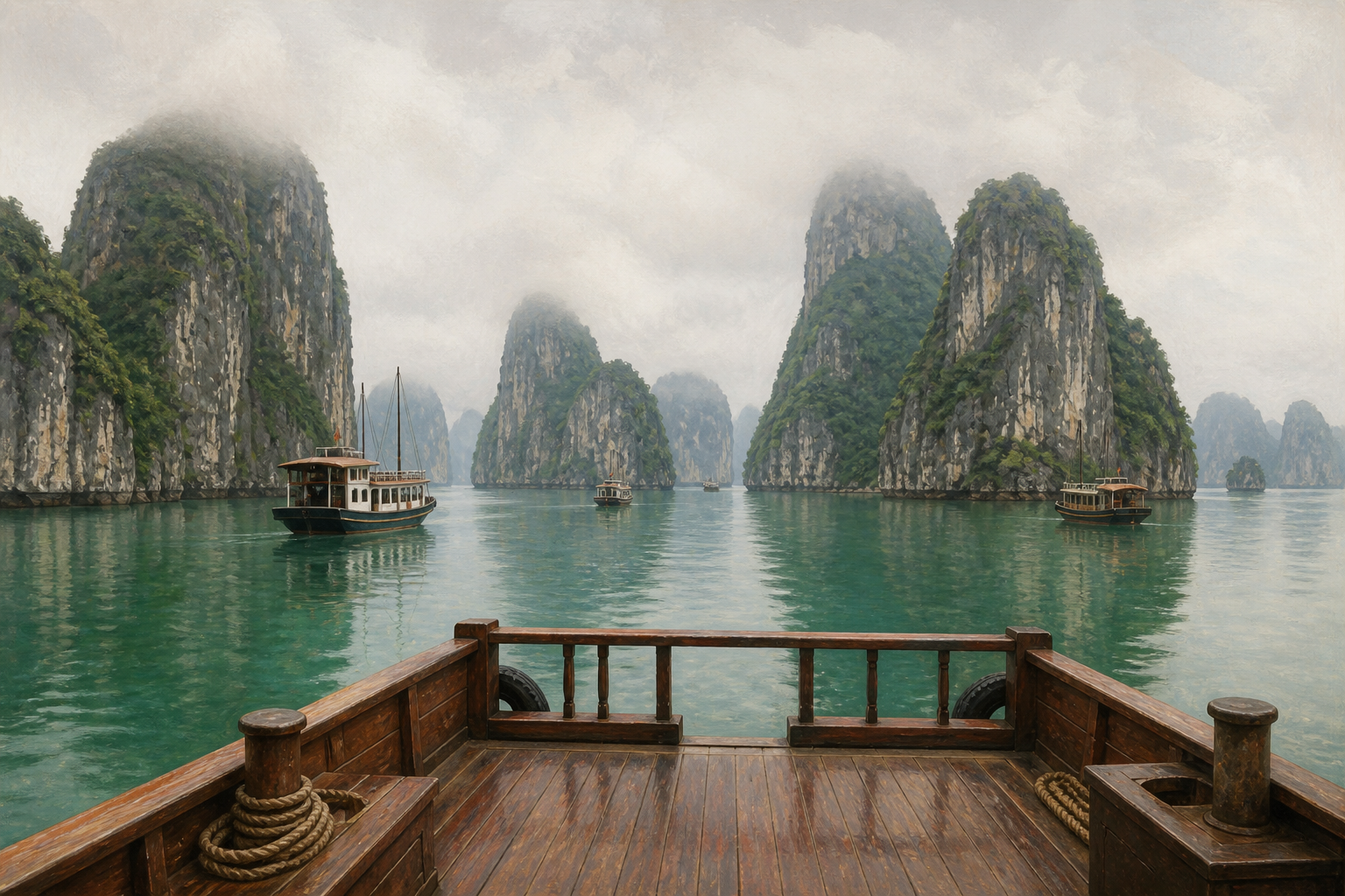 Halong Bay is a long road transfer out of Hanoi. The day tours leave early for a reason.