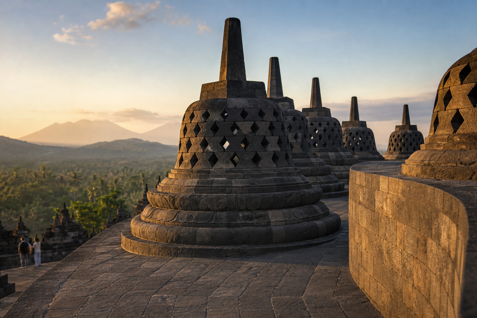 Late afternoon is when the stupas throw shadows. The morning slots get the crowds and the flat light.