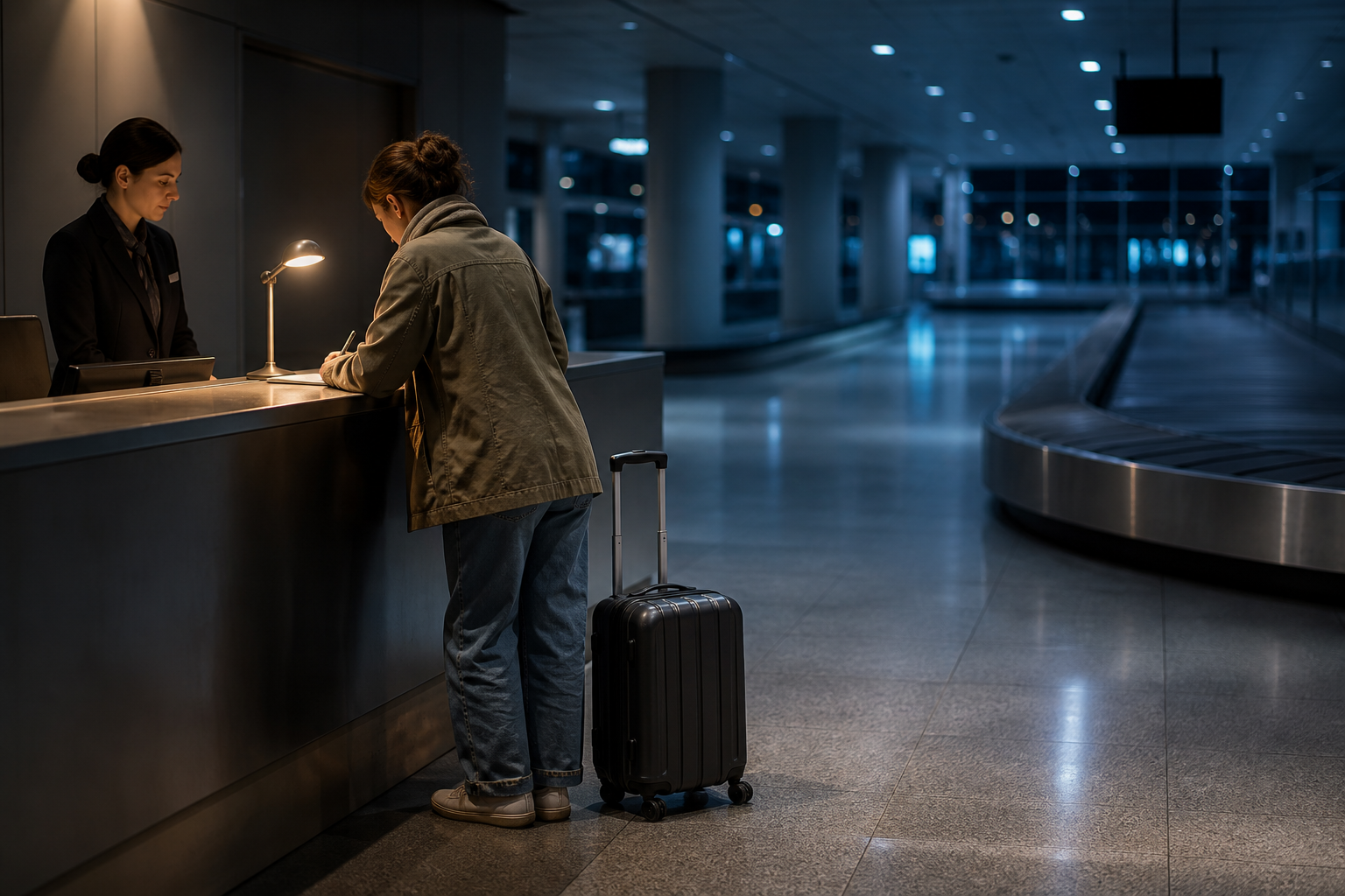 Illustration. The Property Irregularity Report is the piece of paper the rest of the claim rests on. Do not leave the airport without one.
