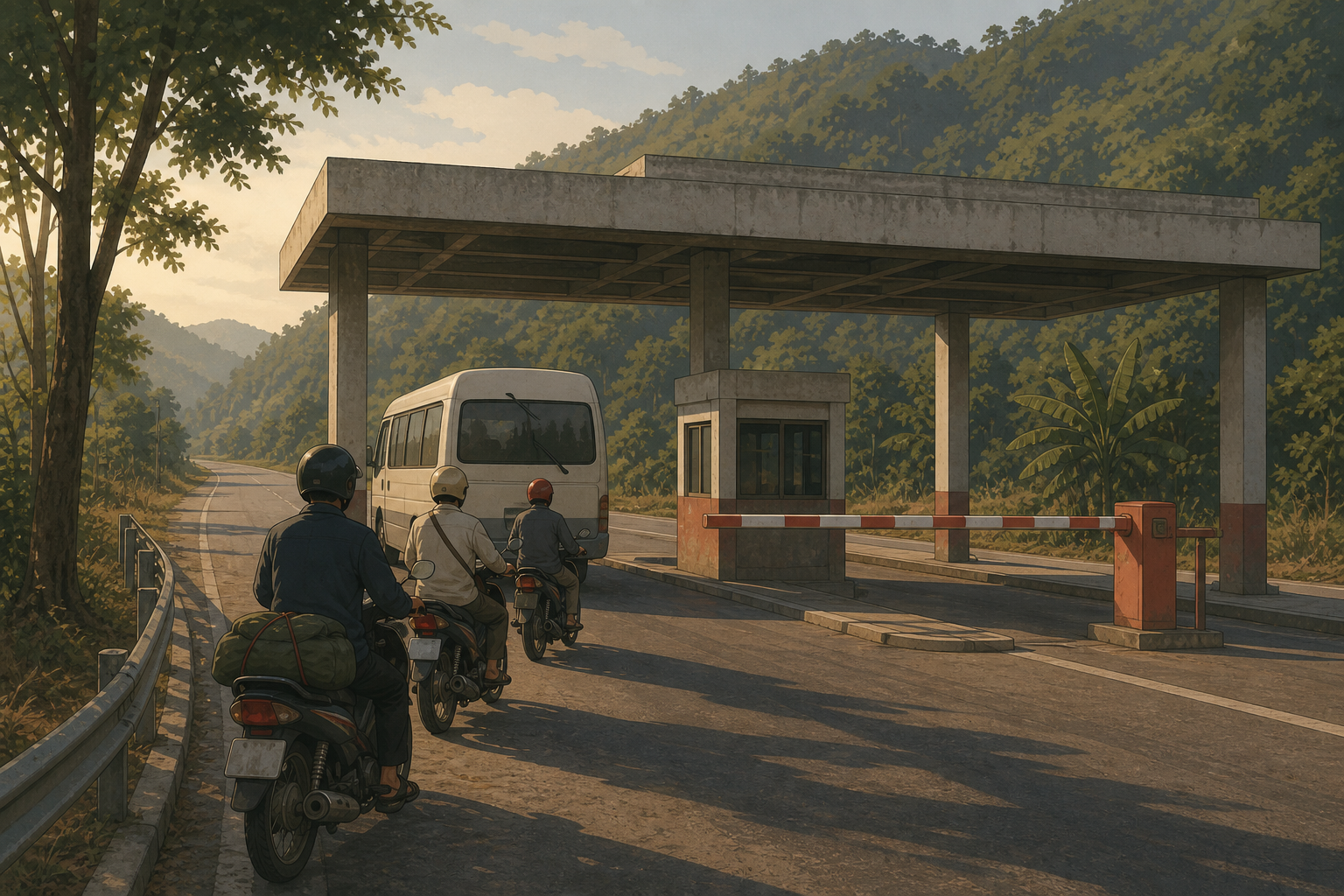 An illustration. Collection at road and sea borders is drafted to begin a year after the airports start.