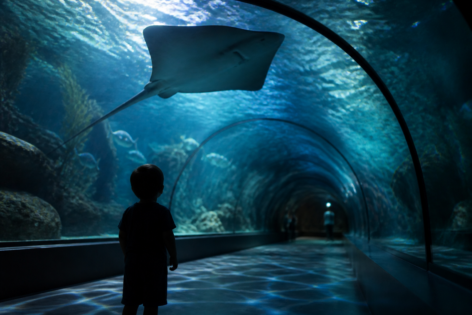 The tunnel is near the end of the route, not the start. Budget 40 minutes of fish tanks before you reach the part they will remember.
